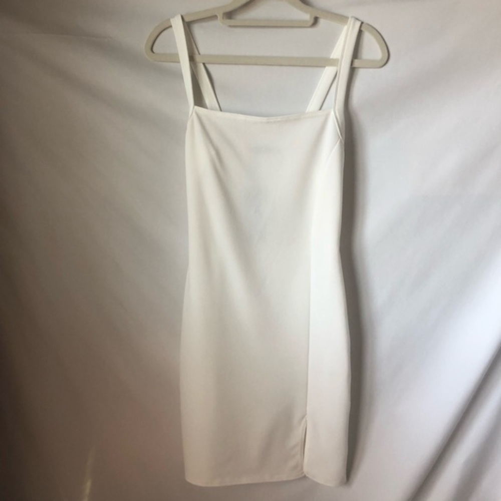 Nasty Gal Slits That Easy Square Neck White Mini Dress